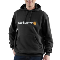 Mikina Carhartt - 100074 BLK SIgnature Logo Midweight Hooded Swearshirt